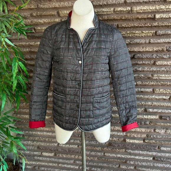 Hilary Radley for Katherine Barclay Black Plaid Reversible Puffer Jacket Size XS - Picture 6 of 7